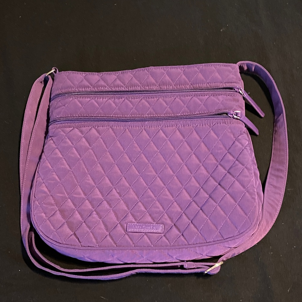 Vera Bradley triple zip purple quilted large crossbody bag
